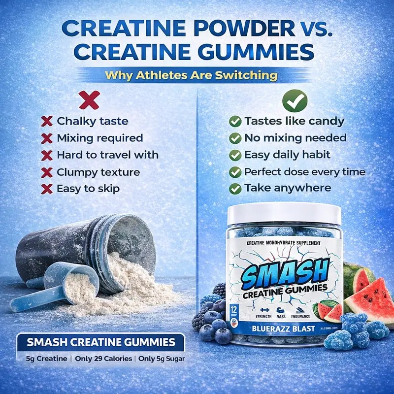 Creatine Gummies 120 Count 3 Flavors Watermelon Strawberry Blue Raspberry