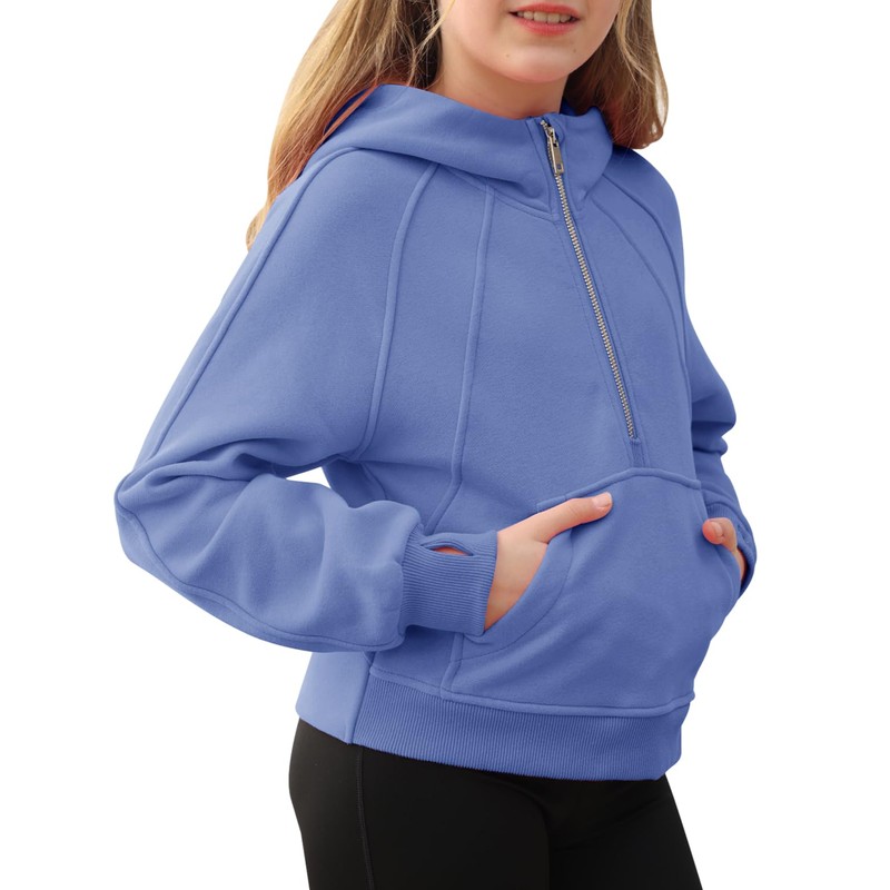 Doshoop - Sudadera corta con cuello de media cierre para