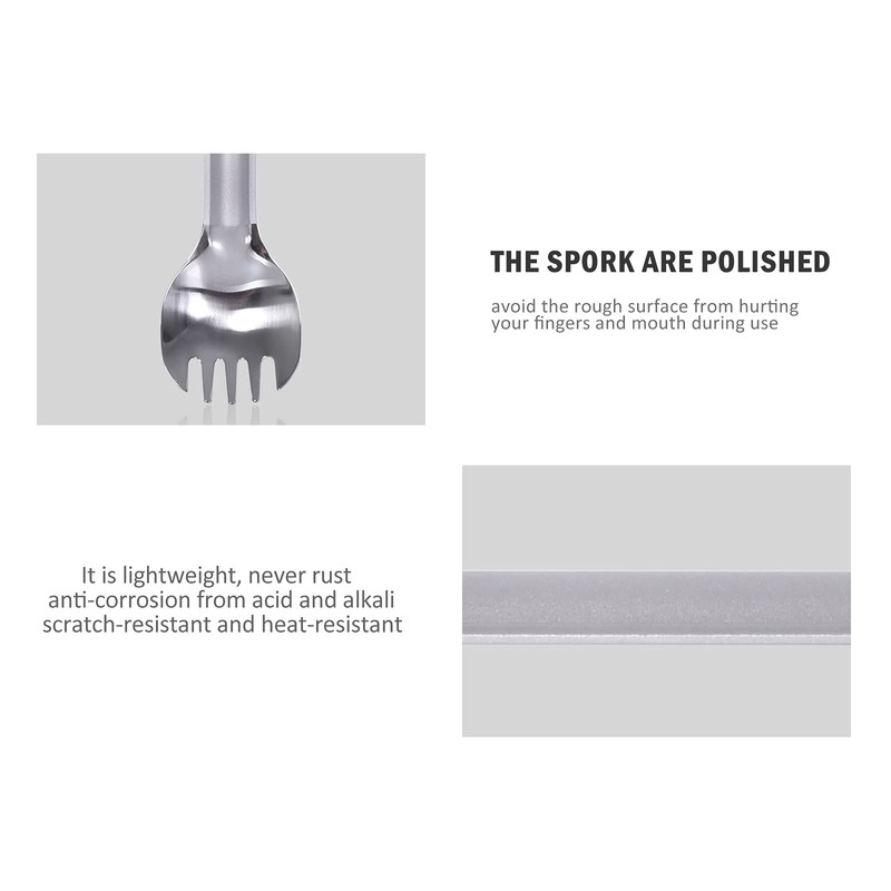 Boundless Voyage Outdoor Titanium Long Handle 220mm Spork Polished Titanium