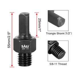 SALI 2PCS Core Drill Bit Adapter 5/8"-11 Thread Male to 1/2" Triangle Shank 5/8" -11 Male Drill Bit Adapter for Threaded Diamond Hole Saw Diamond Core Drill