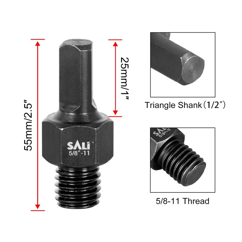 SALI 2PCS Core Drill Bit Adapter 5/8"-11 Thread Male to