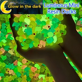 130pcs Luminous Mini Ducks,Resin Tiny Ducks12 Colors,Little Plastic Ducks Mini Resin Animals Glow in The Dark for Dollhouse Decor Micro Garden Home Landscape Aquarium Craft