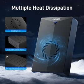 FIDECO Hard Drive Enclosure for 3.5 or 2.5 inch SATA HDD SSD, SATA to USB Adapter with Cooling Fan, External HDD Enclosure with 12V Power Adapter, Support UASP, Tool-Free, Plug and Play