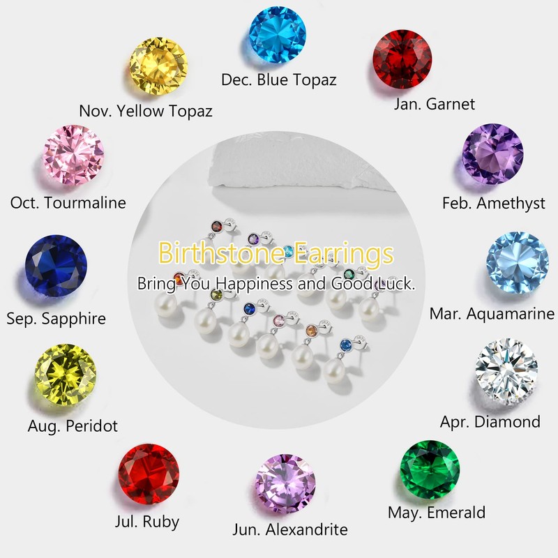 Prosilver Womens Earrings October Tourmaline Birthstone Stud Sterling Silver Pearl