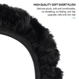 CGEAMDY Fluffy Plush Car Steering Wheel Cover, Winter Non-Slip Car Steering Wheel Cover, Plush Steering Wheel Cover, Winter Steering Wheel Cover Made of Thickened Stretch Plush (Black)