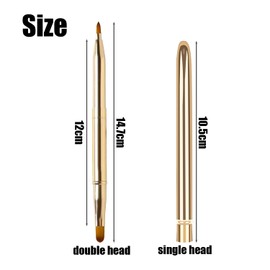 2-Piece Lip Brush, Covered Lip Brush, Portable Double Headed Lipstick Brush, Single Head Lip Brush, Lip Makeup Tool, Lip Makeup Brush (Gold)