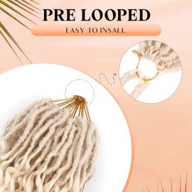 Short 613# Blonde Crochet Hair, 8 Packs 12 Inch Pre-Looped Deep Faux Locs With Curly Ends Crochet Hair for Black Women, Prelooped Synthetic Goddess Crochet Braids,Lightweight& Natural Look(12",613#)
