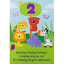 Happy 2nd Birthday Greeting Card with Wild Jungle Animals - Two Years Old