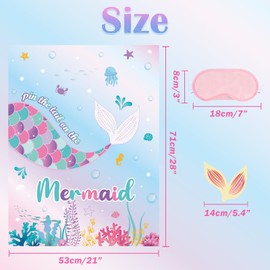 WERNNSAI Pin The Tail on The Mermaid Game - 21'' x 28'' Mermaid Party Game 24Pcs Reusable Tails Sticker Party Supplies for Kids Girls Birthday Party Favor Sets