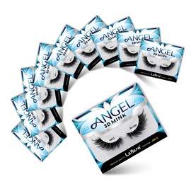 Laflare Laflare® 3D MINK ANGEL Eyelashes,10 Single Packs Luxury Synthetic False Eyelashes,16mm Dramatic Look Maximum Volume. Flare shape, Reusable Faux Lashes (AM13X10P, 10, Count)