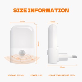 GRIFEMA Nachtlicht Steckdose mit Bewegungsmelder, Nachtlicht Kinder 5 Einstellbare Helligkeit, Steckdosenlampe Baby für Kinderzimmer, Treppen, Gang, Schlafzimmer, Küche, WarmWeiß