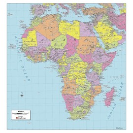 MapSherpa: Africa Political Wall Map - Compact - 16 x 17 inch Poster - Front Lamination
