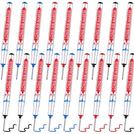 Multi-purpose Deep Hole Marker Pens Long Nosed Marker Deep Drill Hole Long Nib Scriber Waterproof Mechanical Carpentry Colorful Marker Pen for Woodworking Hardware Decoration Construction (24)