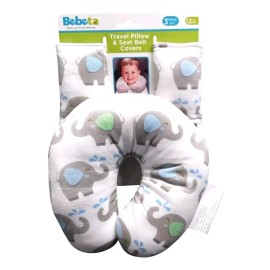 Bebeta Baby Travel Pillow & Seat Belt Covers Set 100% Polyester Elephant...