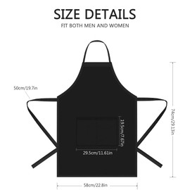 ILLUVA Waterproof Cooking Apron with Pockets, Black Kitchen Apron BBQ Apron for Men Women