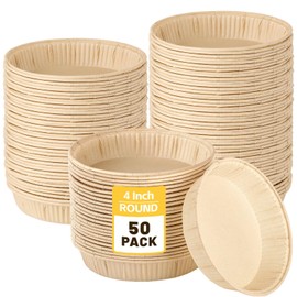 Ocmoiy 50 Pcs Mini Tart Pans for Baking, 4 Inch Disposable Paper Pie Tins for Small Pies, Tarts, Quiches, Cinnamon Rolls, Desserts