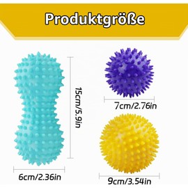 XxinXrong Fascia Ball Massage Set of 3 Hedgehog Balls with Nubs