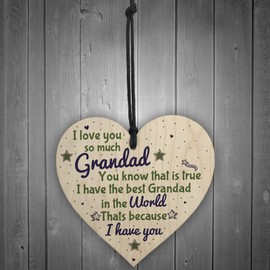RED OCEAN Grandad Gifts Birthday From Grandchildren Wooden Heart Sign Gifts For Him Grandpa Dad Men Father