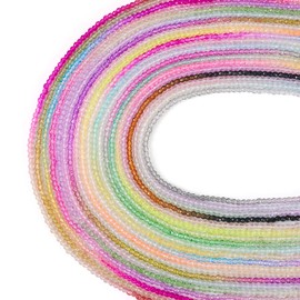 Pandahall 20 Strands Transparent Glass Beads Faceted Round Crystal Beads Loose Spacer Beads for Bracelet Necklace Jewelry Making 2mm