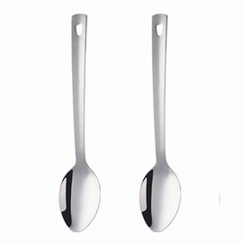 Large Serving Spoons Set,Stainless Steel Buffet Spoon,Long Handle Serving Spoons Set Of 2,Suitable for Restaurant And Home Buffet & Banquet Service (Silver, 13 Inch 2 spoons)