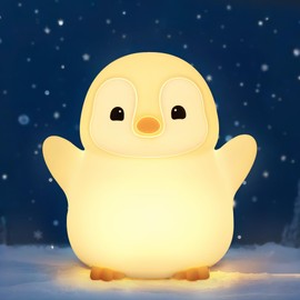 YuanDian Penguin Night Light, Cute Penguin Lamp with Touch Control, Dimmable and 20 Minute Timer, for Children's Room, Penguin Bedside Lamp for Women, Teenagers, Girls, Babies