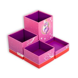 ROTH Pencil Holder Set – Unicorn Portrait, Pen Holder with 4 Foldable Cardboard Boxes Children's Desk Organiser