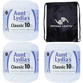 Aunt Lydia's Classic Crochet Thread Size 10 Taupe Clair 154-8550 (3-Skeins) Same Dye Lot Size 10 Soft 100% Mercerized Cotton with Project Bag