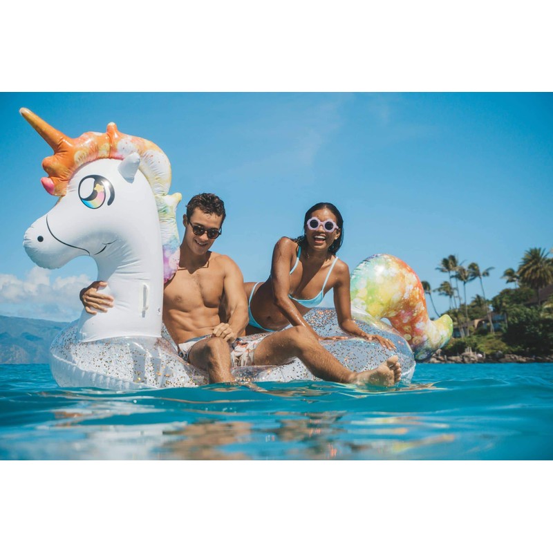 PoolCandy Gigantic Glitter Unicorn Beach & Pool Raft