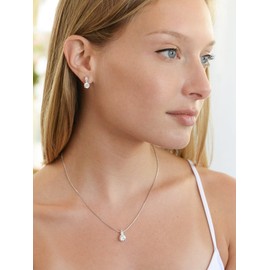 Mariell Delicate Round-Cut Cubic Zirconia Necklace Earrings Set for Brides, Bridesmaids or Everyday Wear