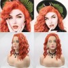 Xiweiya Short Curly Hair Orangr Red 14" Bob Wavy Wig