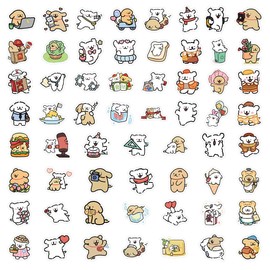 Haorange Line Puppy Waterproof Sticker Paper Notebook Bike Suitcase Sticker Helmet Laptop Waterproof Cute Graffiti Stickers 180 Sheets