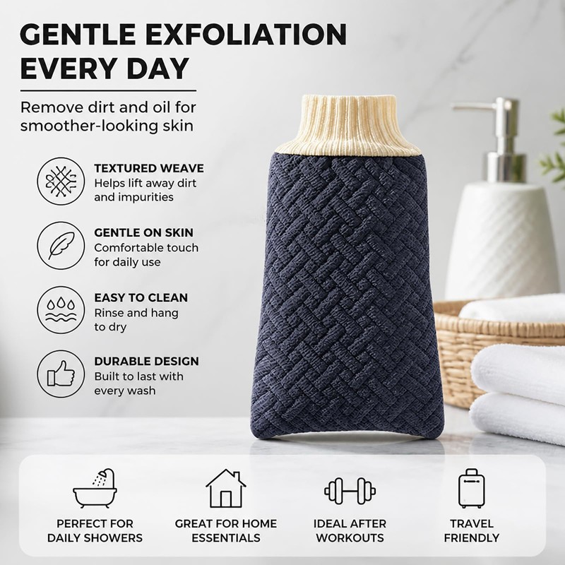 Bathtub Essentials Combo - Anti-Slip Bath Mat - Exfoliating Cloth