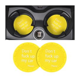 2 Pack Car Cup Holder Coasters, 2.75 Inch Non-Slip PVC Insert Cup Coaster, Anti-Scratch Auto Cup Mats for Women Men, Vehicle Interior Accessories Universal for Car, SUV, Truck (Yellow)