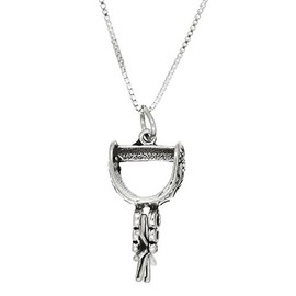 LGU Sterling Silver oxidized 3D Cowboy Spur Charm Pendant with Box Chain Necklace (16 Inches)