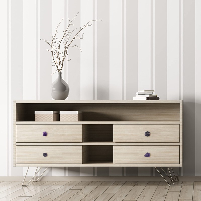 Malimali Natural Amethyst Knobs for Cabinets and Drawers Set of