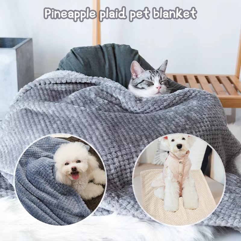 Fluffy Dog Blanket 3 Pcs Flannel Blanket 45*65cm Washable Cat