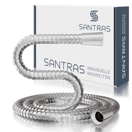 SANTRAS® Deluxe Metal Shower Hose 0.50 m Long with Water Saver in Chrome - Especially High-Quality and Twist-Proof Shower Hose with Flow Limiter in Stainless Steel Look