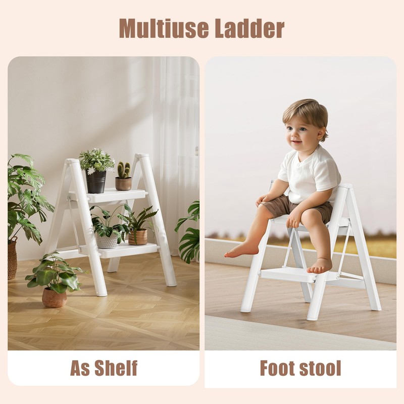 GameGem 2 Step Ladder Portable Folding Step Stool with Anti-Slip