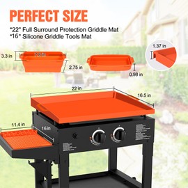 Full-Edge 22" Blackstone Silicone Griddle Cover, with 16" Silicone Spatula Mat and Grease Cup Liners, Perfect Combination for Blackstone Griddle for All-Season Outdoor Use