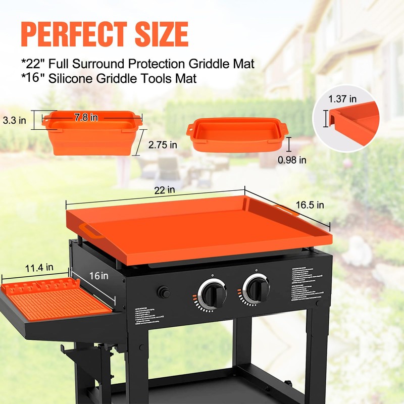 Full-Edge 22" Blackstone Silicone Griddle Cover, with 16" Silicone Spatula