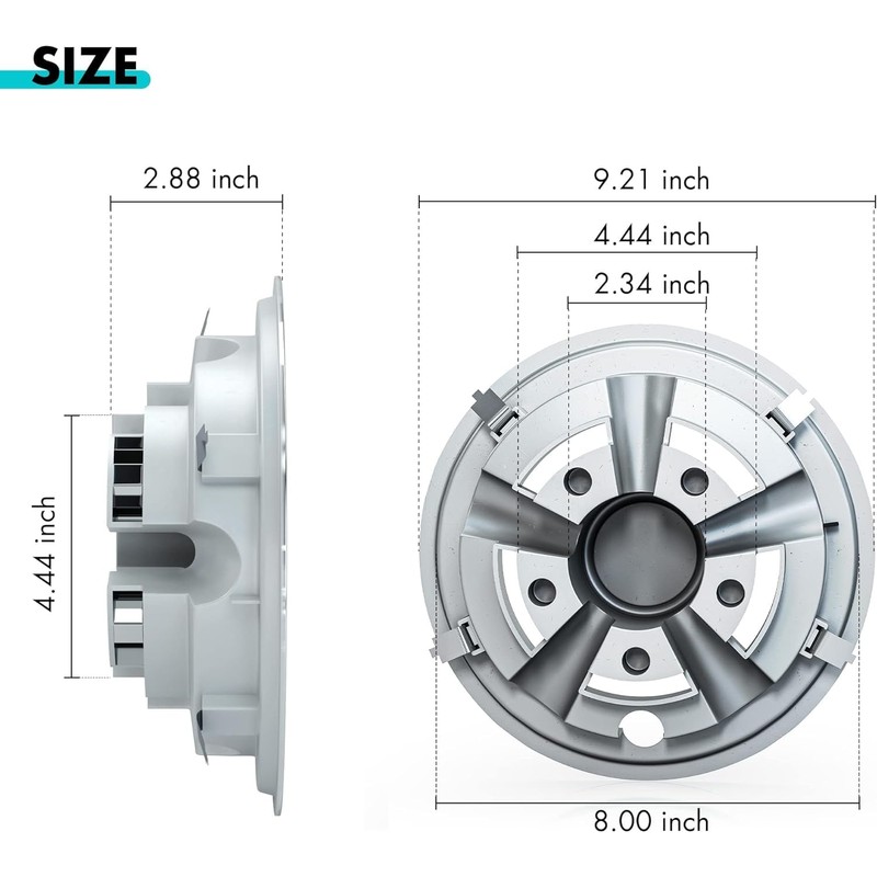 10L0L Golf Cart Hubcaps 8 inch Wheel Covers for Club
