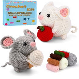 XIANFANG Crochet Kit for Beginners, Crochet Animal Kit, Crochet Stuffed Animal Kit, Learn to Crochet Kit with Yarn, Step-by-Step Instructions Video, Valentine's Day Gift (5 Colors Dragons)