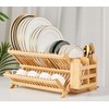 NOVAYEAH Bamboo Dish Drying Rack with Utensil Holder, Collapsible Wooden