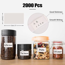 2000 Pcs Removable Freezer Labels, 1" x 2" Blank Label Stickers with Perforation Line Waterproof Oil Resistant Sticker Labels for Food Containers Jars Bottle