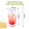 Qsqwsuye 50 Sets 12oz Disposable Transparent Plastic Cup with Panda