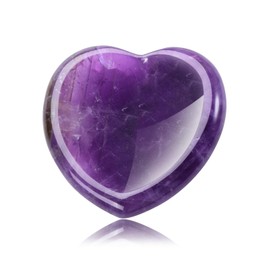 CrystalTears Amethyst Worry Stone for Anxiety Healing Crystals Heart Thumb Worry Stones Polished Pocket Heart Stones for Meditation Stress Anxiety Relief Items Gifts for Women Men