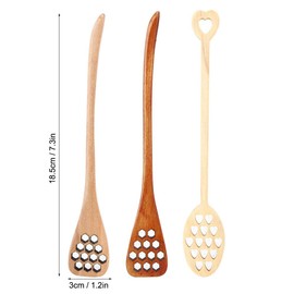 3Pcs Bionic Wood Honey Dipper 7" Mixing Spoon Sets with Long Handle Reusable Drinks Stirring Rod for Coffee Milk and Tea