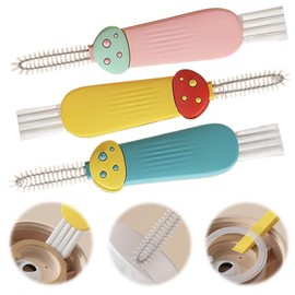 Sueea 3 in 1 Cup Lid Cleaning Brush, 2024 Multifunctional Crevice Portable Cup Lid Cleaning Brush for Bottle Gap Tight Spaces Cup (C-Yellow)