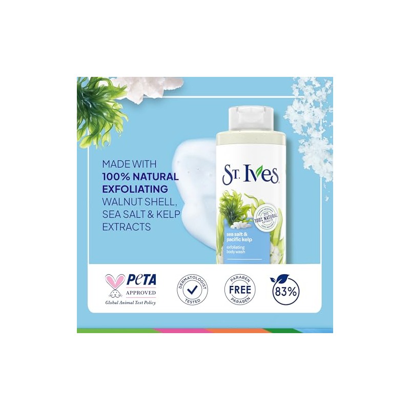 St Ives Body Wash Sea Salt Pacific Kelp 4P 22oz