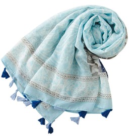 FAIRYGATE Paisley Scarf Scarfs for Women Blue Long Large Soft Shawls and Wraps with Tassel Ladies Scarves Lightweight Clearance 22225